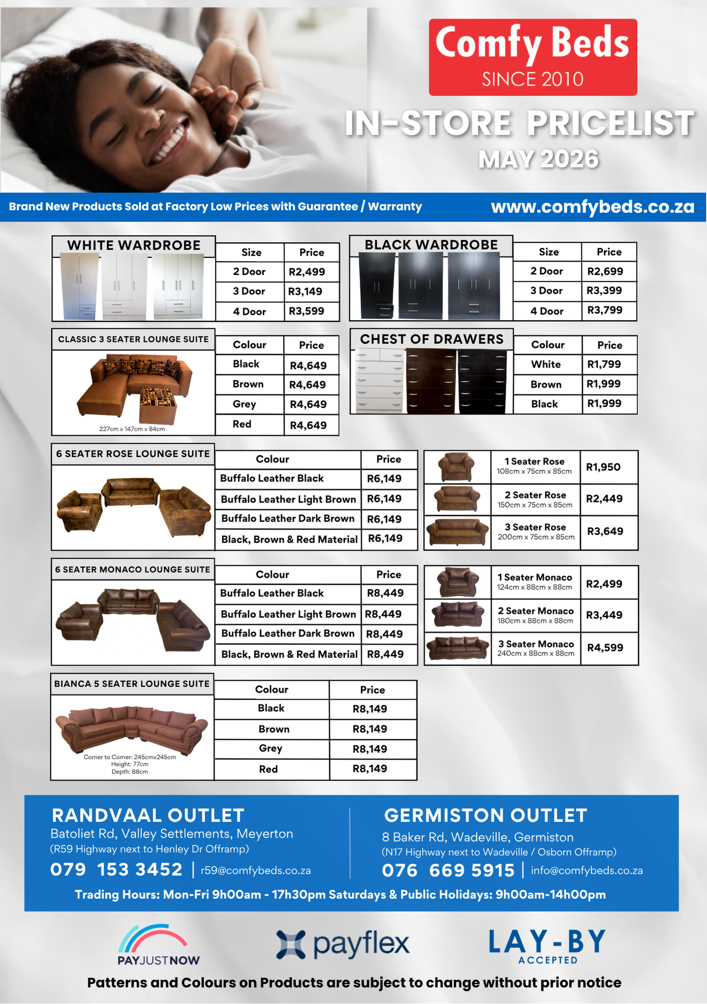 Comfy Beds Instore Price List June '26 p4